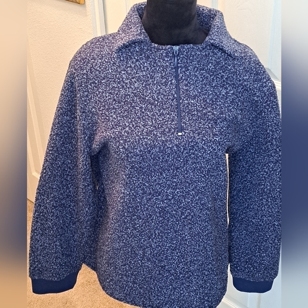 Blassport Blue Marled 1/4 Zip Pullover Sweater   Size L